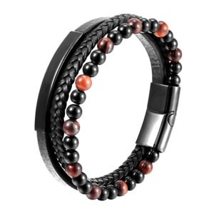 Pulseira Masculina Couro com Pedras Naturais