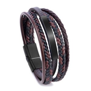 Pulseira Masculina Couro Trancado